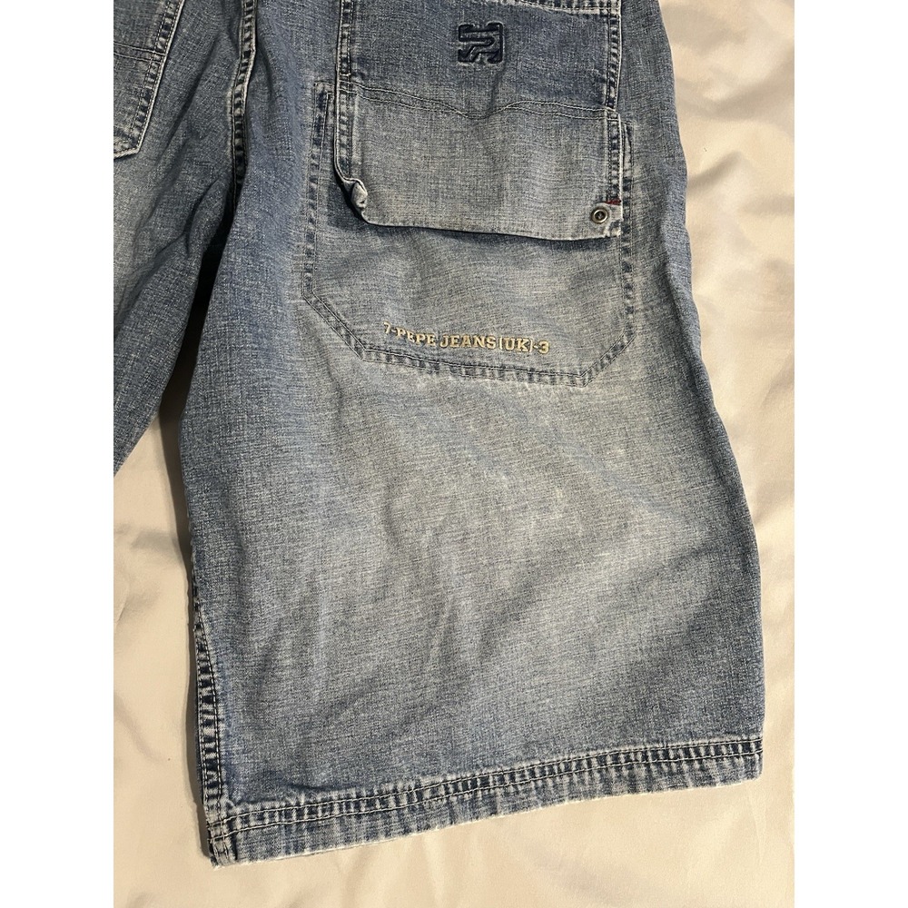 Vintage Pepe Jean Shorts Denim Carpenter Y2K Baggy Skater Blue 38 - Picture 5 of 16